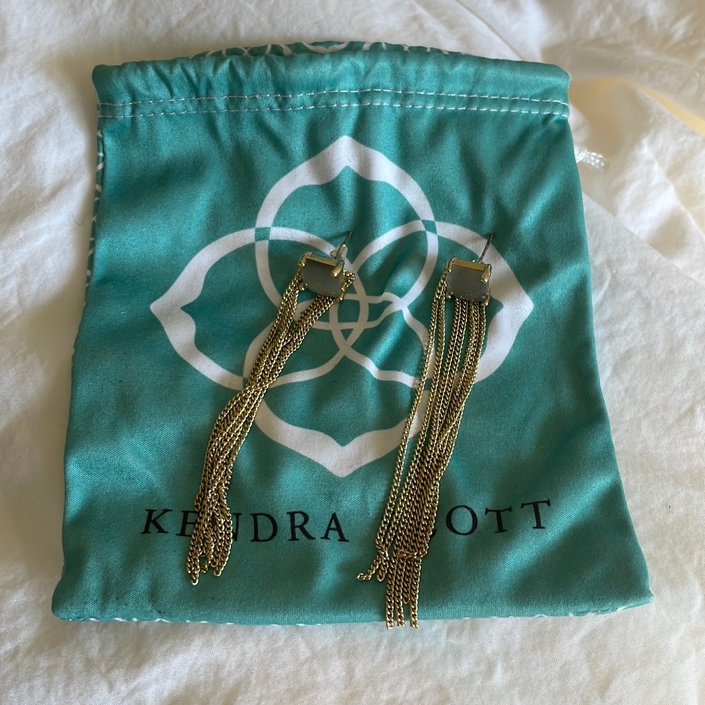 Kendra Scott Square Gem Gold Tassel Earring